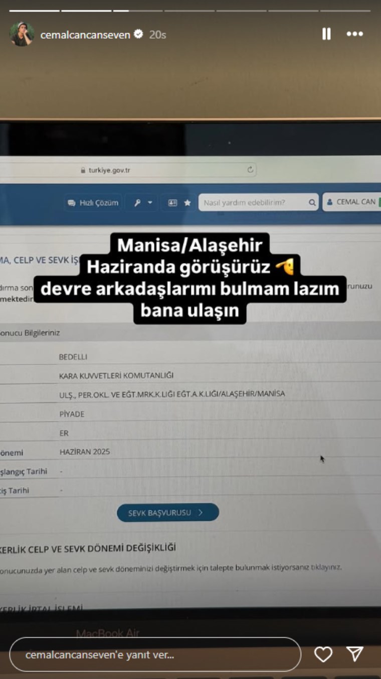 cemal can canseven nerede askerlik yapacagini acikladi 0