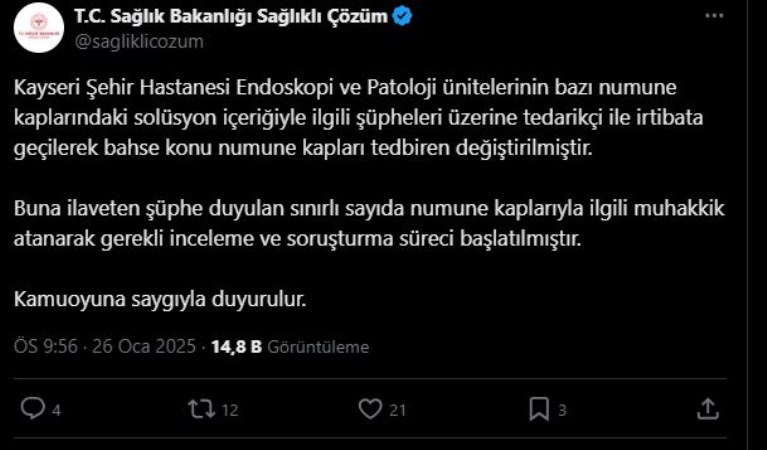 kayseri sehir hastanesinde organ numunelerinin bozuldugu iddiasi 0