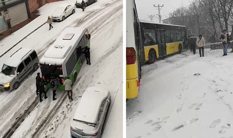 kar yagisi istanbulu vurdu basaksehirde yolda kayan iett otobusu kaza yapti aBSbWIDN
