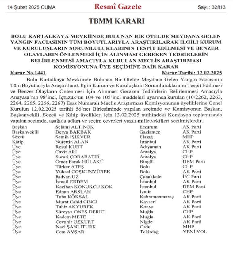 resmi gazetede yayimlandi akpden 11 ismin yer aldigi kartalkaya komisyonunun uyeleri belli oldu 0 iuSl1BSk