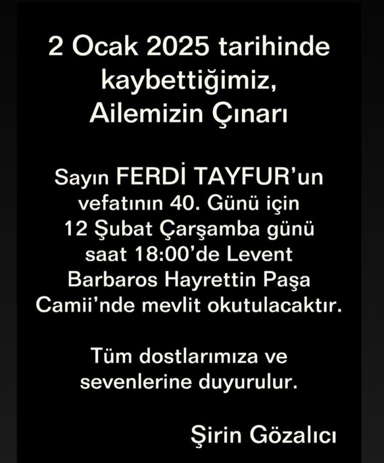 tayfur ailesi bu konuda bile anlasamadi ferdi tayfur icin iki farkli yerde 40 mevlidi LbyBjWUs