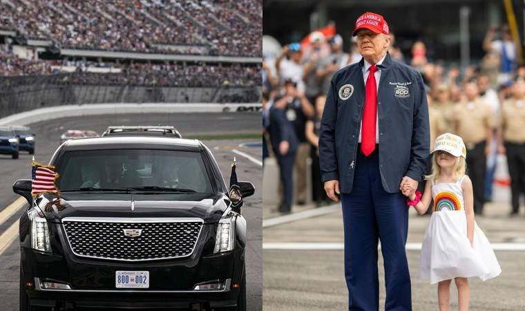 Trump, 'Daytona 500'e damga vurdu: Pistte makam aracıyla şov yaptı 5 trump daytona 500e damga vurdu pistte makam araciyla sov yapti hQYRkun2